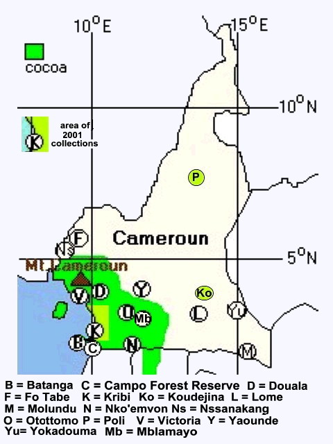 {Ant collection areas in Cameroun}