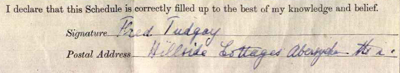 Fred Tudgay signature 1911 census