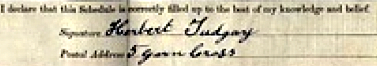 Herbert Tudgay signature 1911