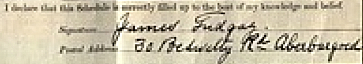 James Tudgay signature 1911 census