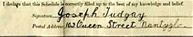 Joseph Tudgay signature 1911 Census