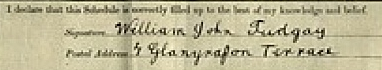 William John Tudgay signature 1911 census